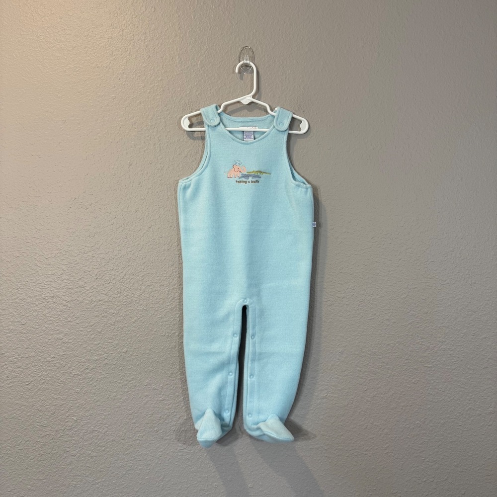 VTG Pottery Barn Kids Baby's Size 18-24M Light Blue Fleece Footed Coverall